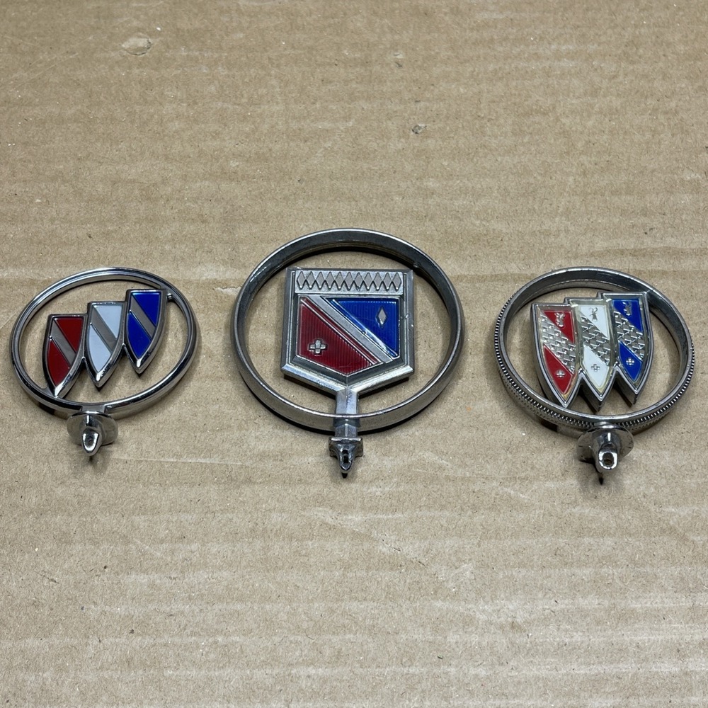 Vintage Buick Hood Ornament Lot 3 Tri Shield Emblems OEM GM 1970s 1980s